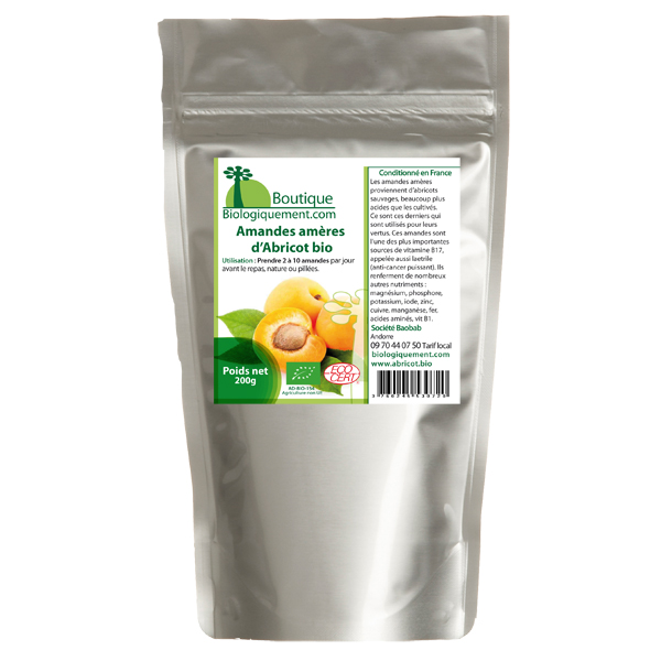 Acheter des amandes de noyaux d'abricot certifiés bio sur la boutique Biologiquement.com